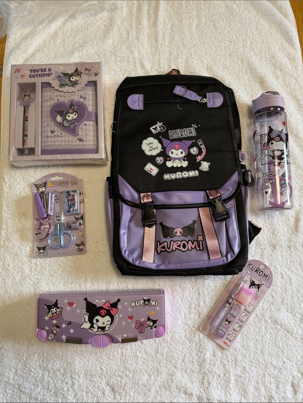 Sanrio Kuromi Purple Black Kids Backpack & Stationery Set